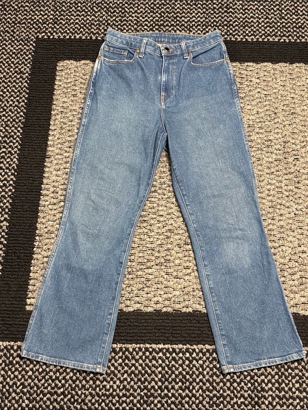 Khaite Benny Kick Flare Jeans 28 High Rise Stretch Denim Designer Luxury